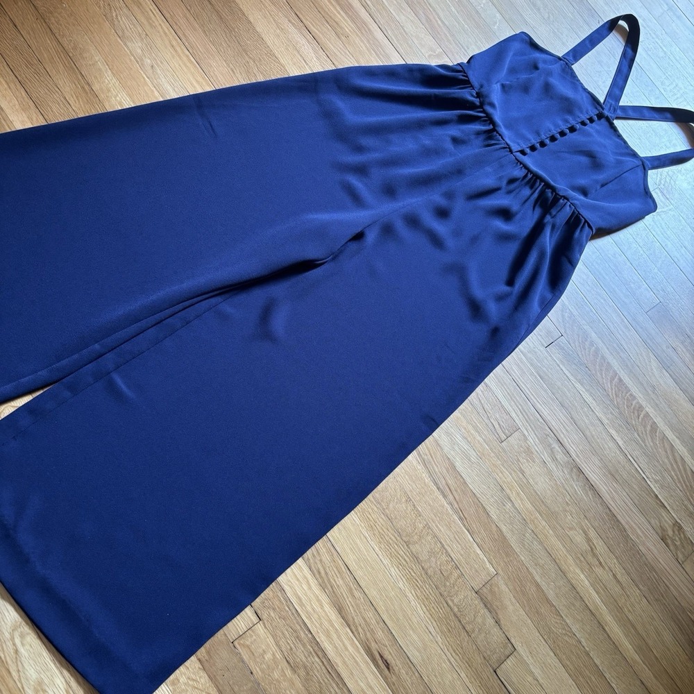 NWT Madewell Blue Jumpsuit Wide Leg Buttons Adjustable Straps Womens 2 Chic Prep